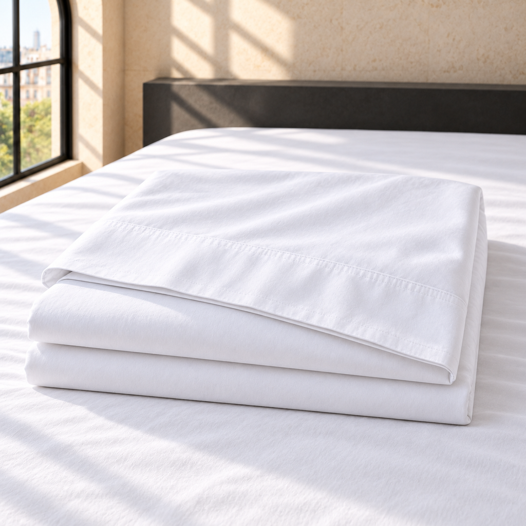 Sábana Encimera Super King · 100% Algodón Egipcio 600 Hilos · Blanco