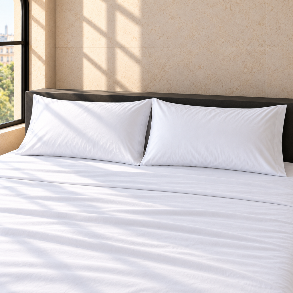 Pack de 2 Fundas de Almohada Super King · Algodón Egipcio 600 Hilos · Blanco