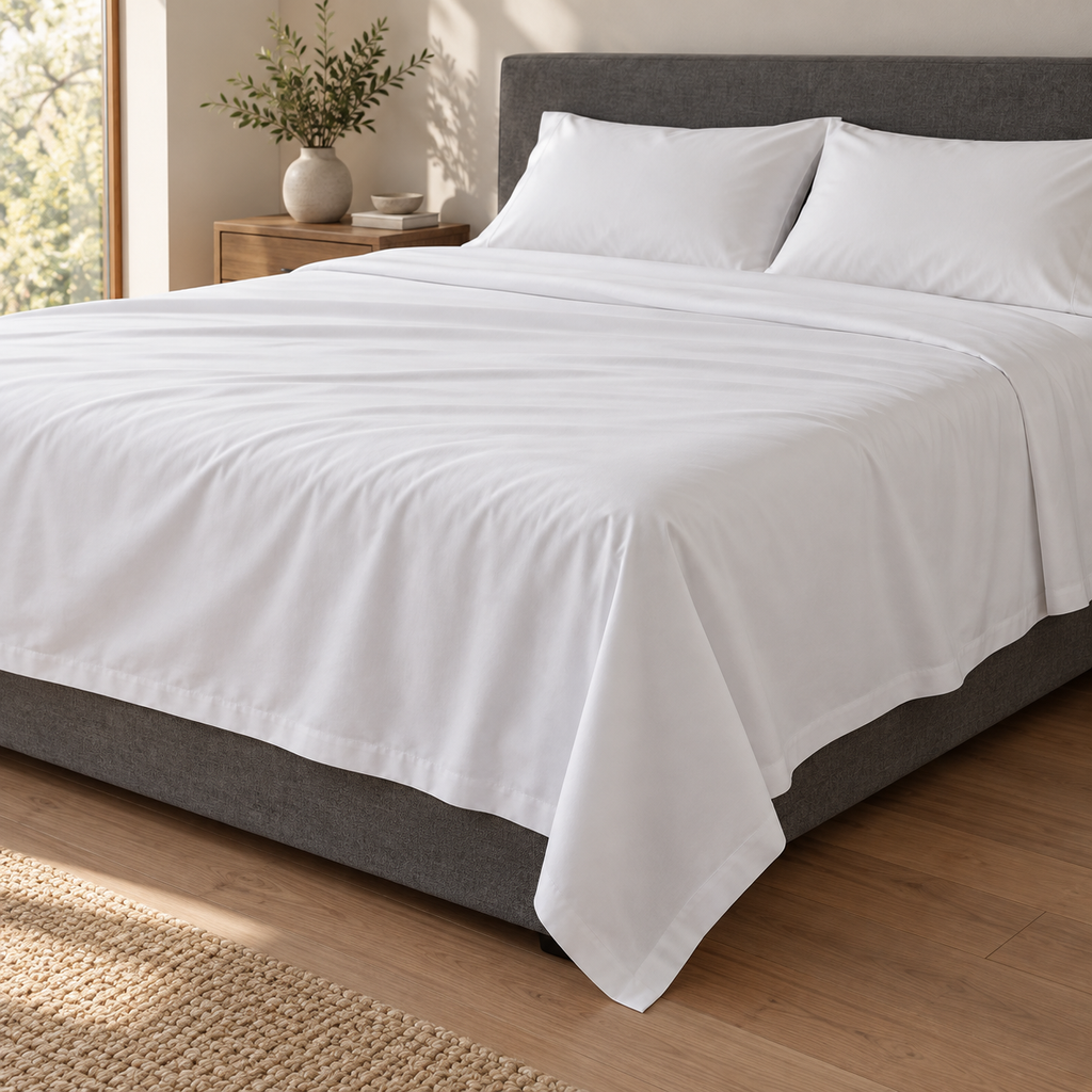 Sábana Encimera King · Algodón Egipcio 600 Hilos · Blanco